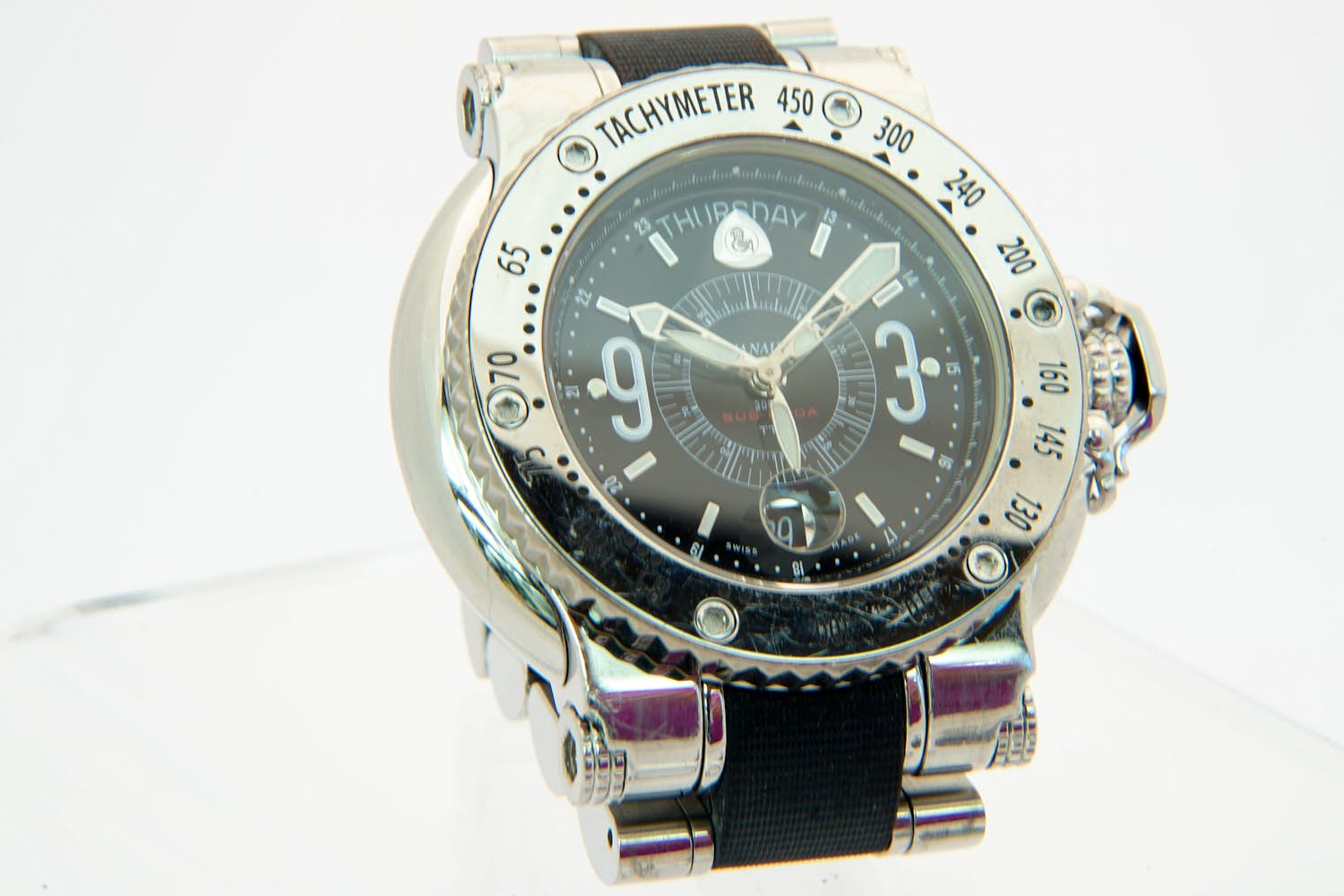 102 - Stoer Automatic Aquanautic King Cuda Herenpolshorloge met stalenband kopen? Bied vanaf 80!