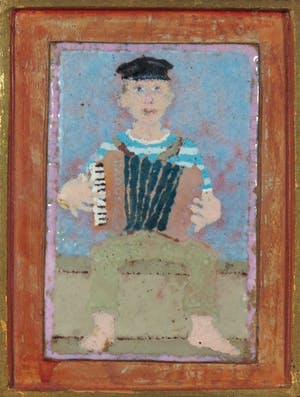 Go de Kroon - Emaille schildering, Man met accordeon kopen? Bied vanaf 120!