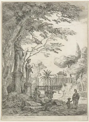 Jan Frans van Bloemen - Ets, Italianiserend parklandschap kopen? Bied vanaf 60!
