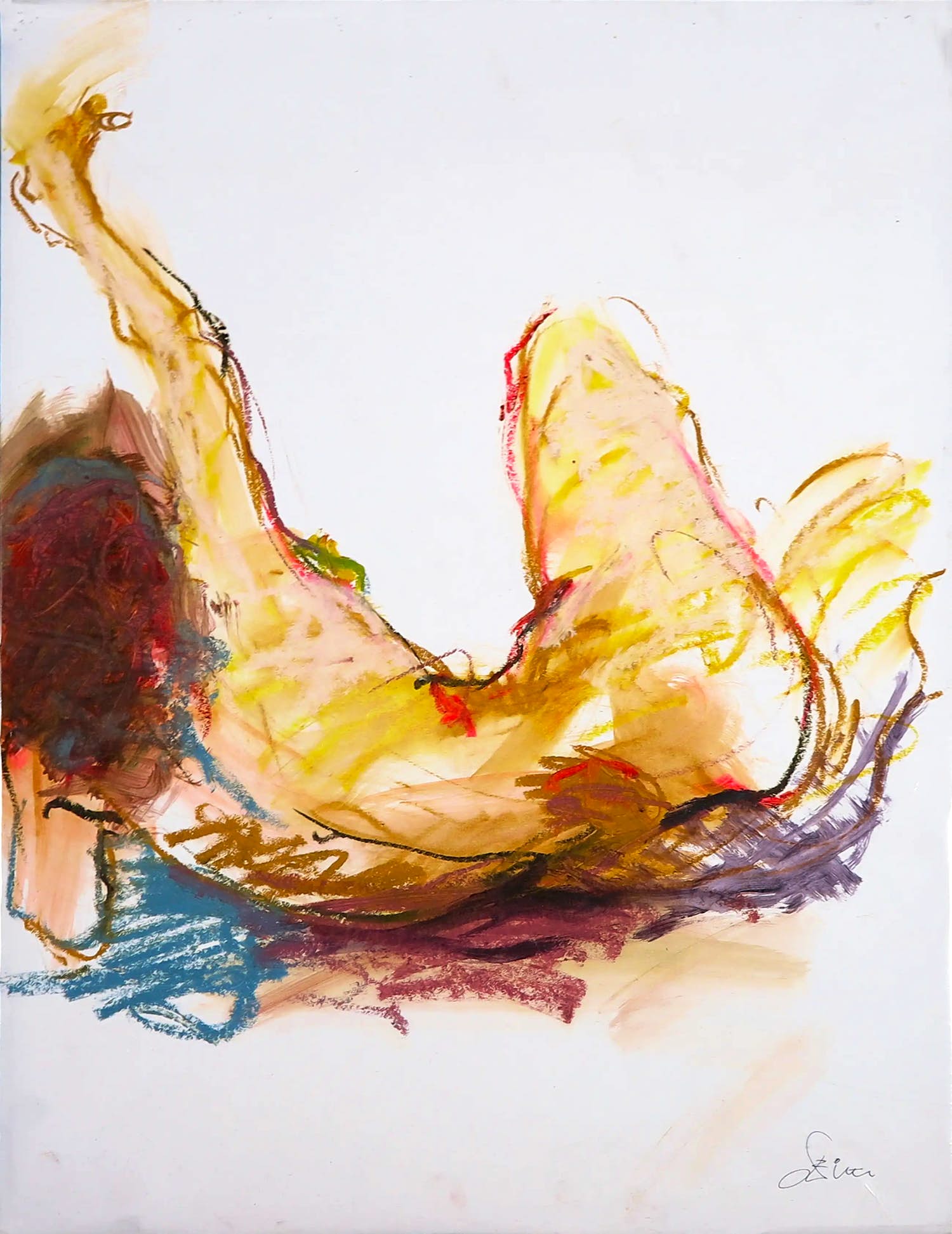 Franscz Witte - Gemengde techniek op papier, Sierlijk naakt kopen? Bied vanaf 1!