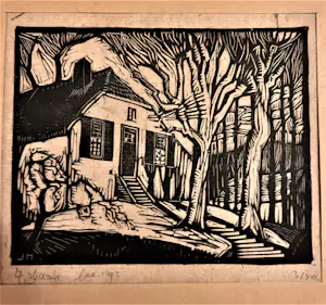 Johan Haak - Houtsnede van Johan Haak op papier "boerderij in landschap" kaufen? Bieten Sie von 30!