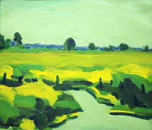 Wim van der Veer - Acryl op doek: Landschap verkocht voor € 595!