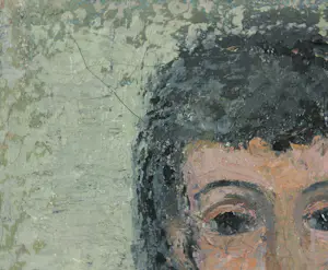 Jan Miechels - Olieverf op doek, Portret van jonge vrouw met kralenketting (1950) - Ingelijst kopen? Bied vanaf 1!