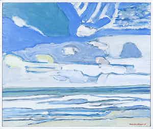 Paul Overhaus - Acryl op paneel, Groene wolk - Ingelijst verkocht voor € 50!