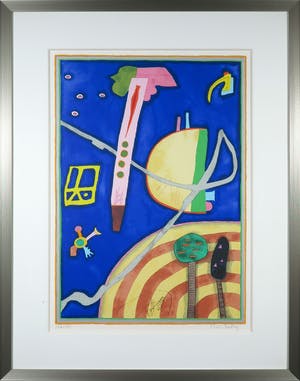 Martin Bradley - Zeefdruk, Blue moon - Ingelijst kopen? Bied vanaf 40!