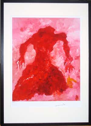 Armando - Gewaad in Rood, kleine oplage, ophangklaar (mooi gelijst!!!) verkocht voor € 225!