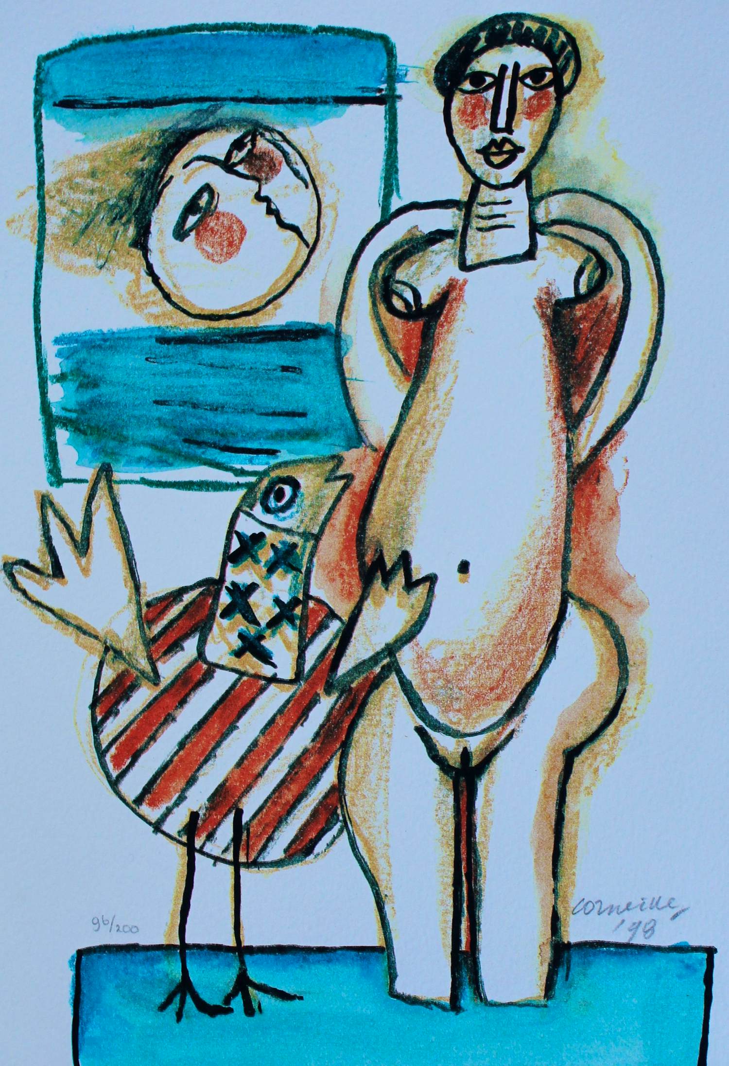 Corneille - Zeefdruk: Femme Africaine I - 1998 verkocht voor € 199!