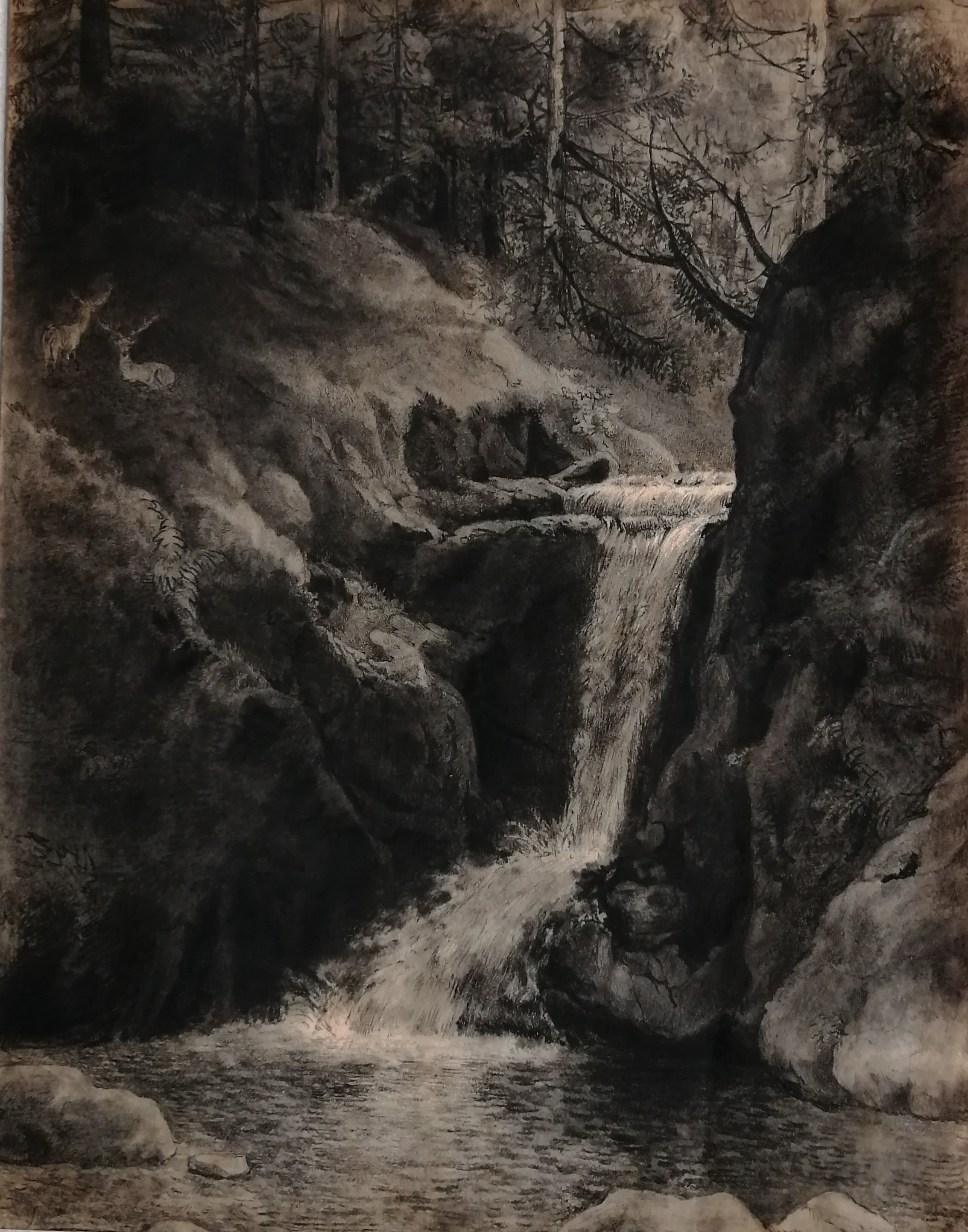 Hendrikus van de Sande Bakhuyzen - Landschap met waterval verkocht voor € 65!