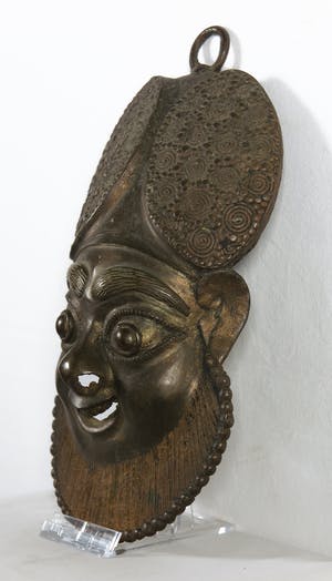 Bamileke - Koperen masker met open mond en neusgaten kopen? Bied vanaf 1!