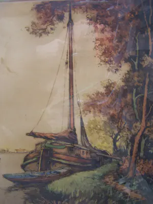 Alfred van Neste - Landschap met boten. kopen? Bied vanaf 35!