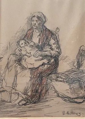 Bernard de Hoog - Vrouw met baby en portret kopen? Bied vanaf 200!