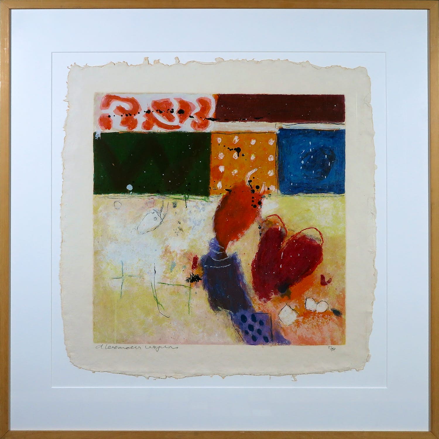 Alexander Vogels - Zeefdruk, Zonder titel 4 - Ingelijst verkocht voor € 35!