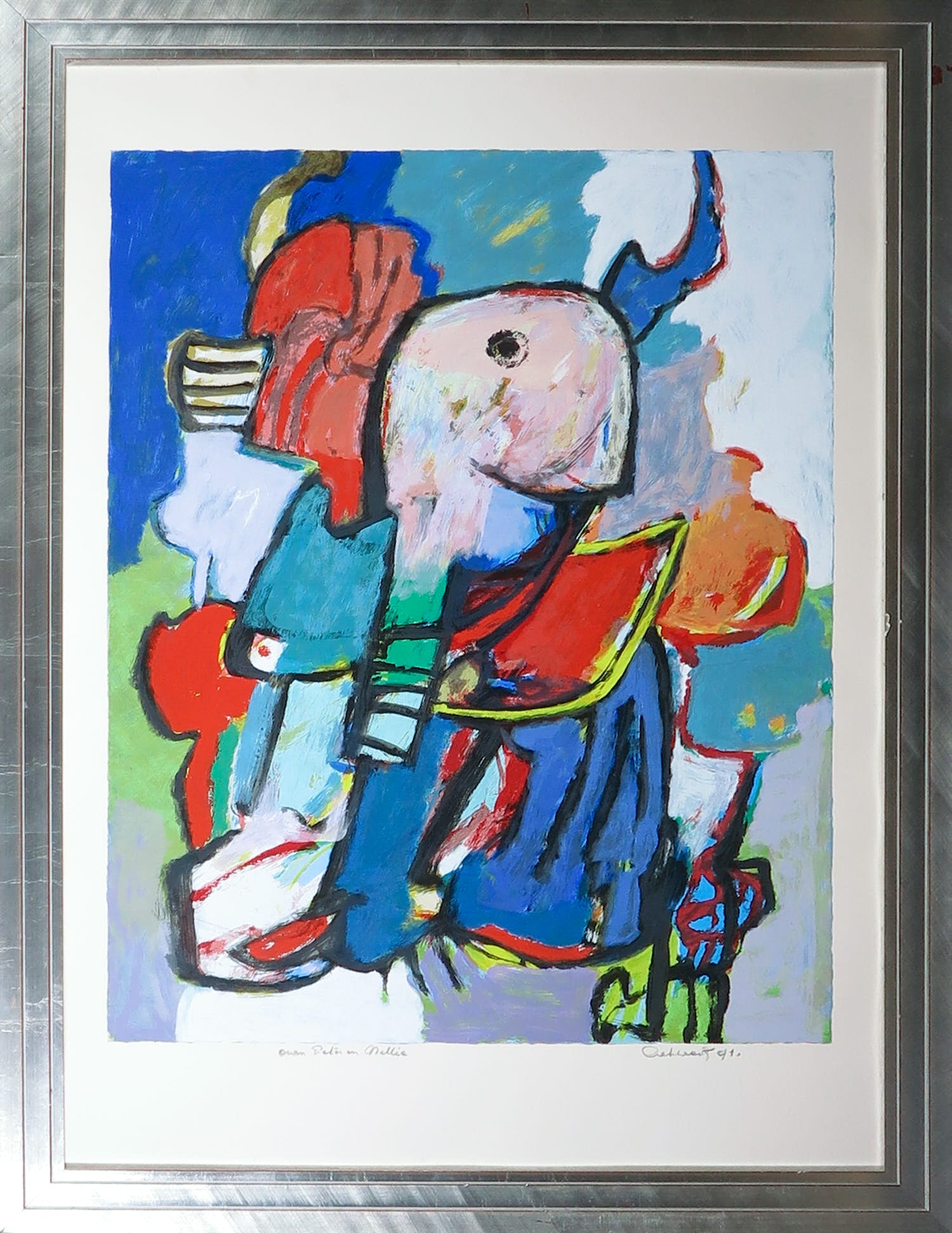 Jan Cobbaert - Zeefdruk, Abstracte figuren - Ingelijst (Groot) kopen? Bied vanaf 200!