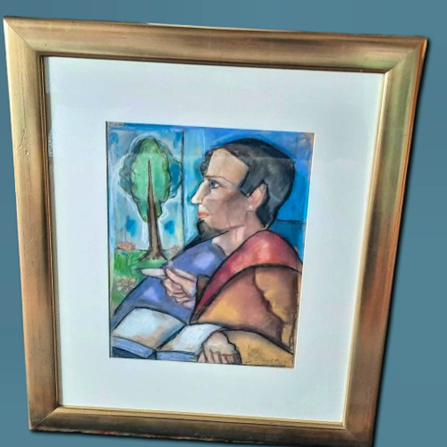 Henk Schuurman - Aquarell Zeichnung Pastellkreide Bütten Herren Porträt signiert Größe 58 x 48 cm kopen? Bied vanaf 140!