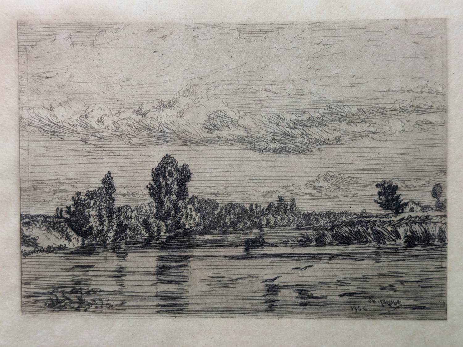 Charles Emile Jacque - 1844 - Paysage - Environs d' Ansnières verkocht voor € 40!