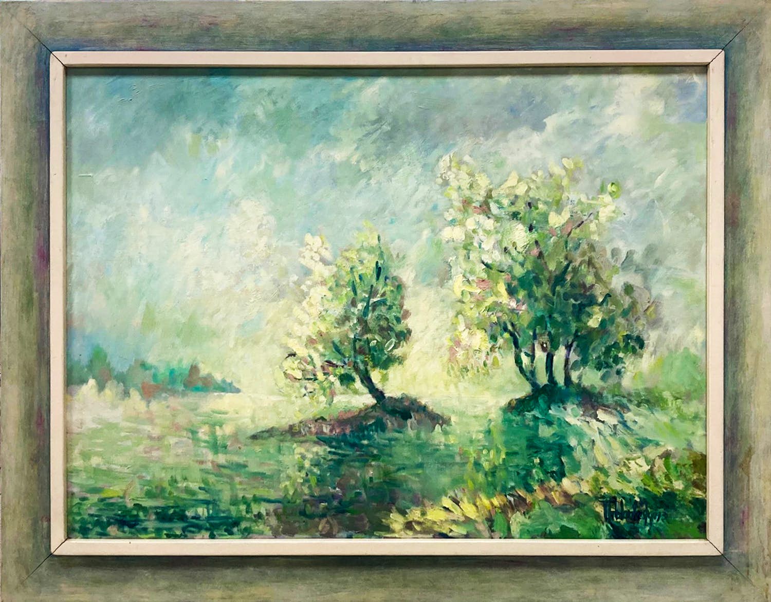 Theo Blankestijn - Olieverf op doek, Voorjaar - Ingelijst (Zeer Groot) verkocht voor € 200!