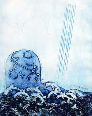 Jan Montyn - Dolfijnen, aquatint ets verkocht voor € 1!