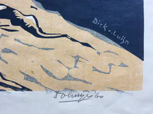 Dick van Luijn - Berglandschap - linodruk uit 1960 kopen? Bied vanaf 110!