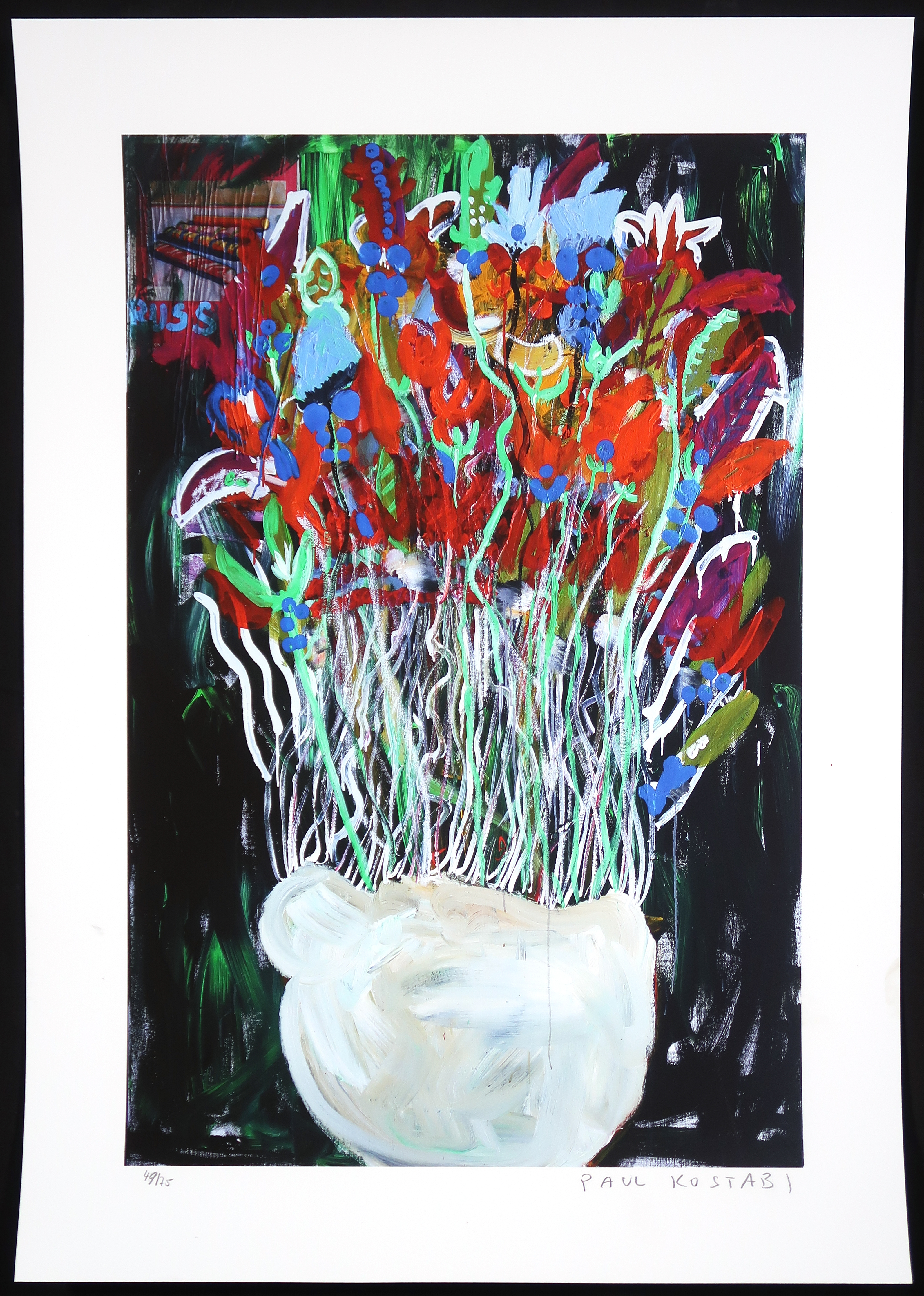 Paul Indrek Kostabi - Zeefdruk, Explosie van bloemen kopen? Bied vanaf 1!