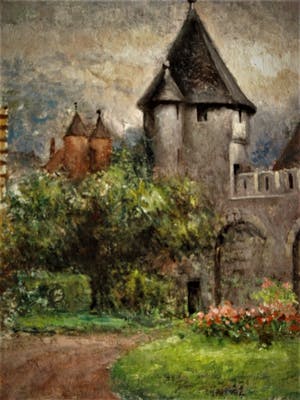 Walter Neuhof - Omstreeks 1940 - Romantisch olieverf "Maastricht de pater VinckToren" gesigneerd kopen? Bied vanaf 10!