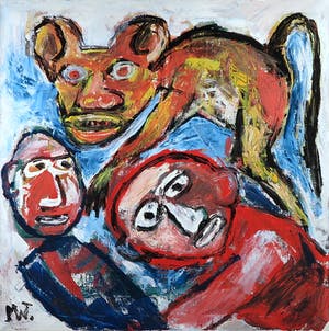 Martin van Wordragen - Olieverf op doek, Paniek in de zoo - Ingelijst (Groot) kopen? Bied vanaf 300!