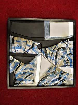 Natascha Rieter - Galerie Groot Welsden - Bijzonder "Delfts Blauw" Keramiek reliëfschilderij verkocht voor € 30!