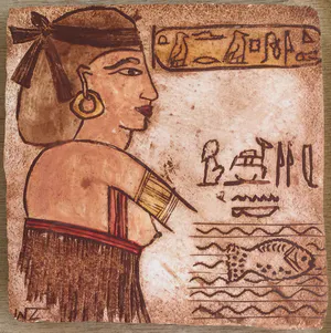Wim Zurne - Egyptian Fantasy III | handbeschilderd gipsen beeld in baklijst kopen? Bied vanaf 20!