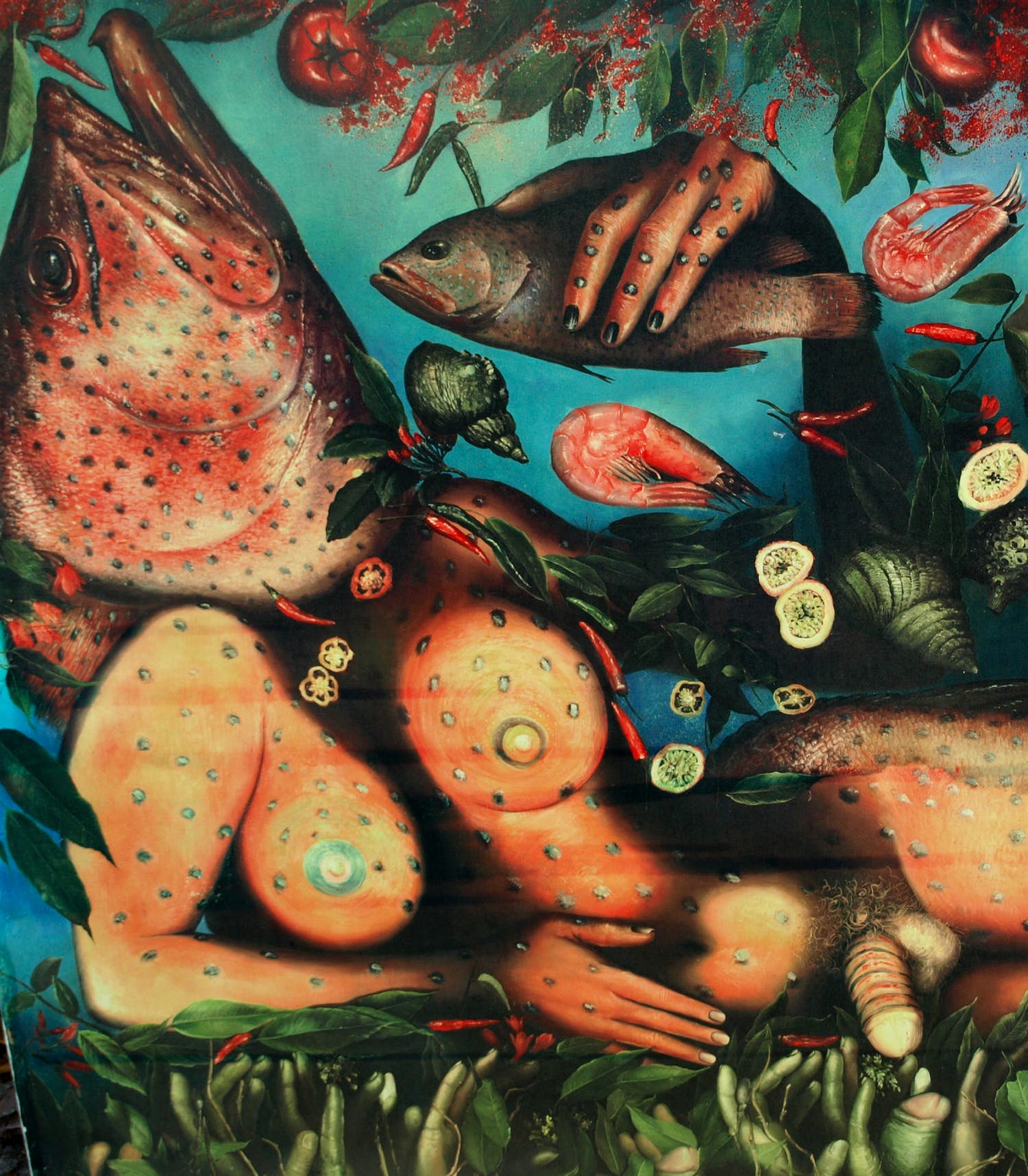 Niet of onleesbaar gesigneerd - Erotisch werk , “Zeevruchten”– GROOT – 125 x 146 cm – giclee kopen? Bied vanaf 10!