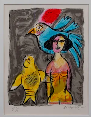 Corneille - Ingelijste litho: 'La Chouette' - 2000(nette lijst!) kopen? Bied vanaf 250!