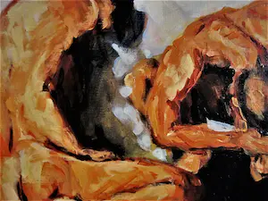 Niet of onleesbaar gesigneerd - GROOT Olieverf op doek "naakte mannen op strand" - fraai ingelijst kopen? Bied vanaf 1!