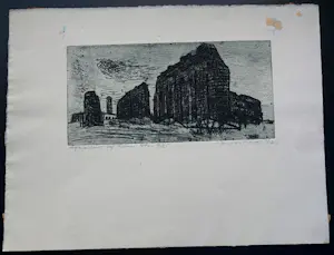 Jos van den Berg - Ets: Aquaduct bij Rome - 1962 kopen? Bied vanaf 39!