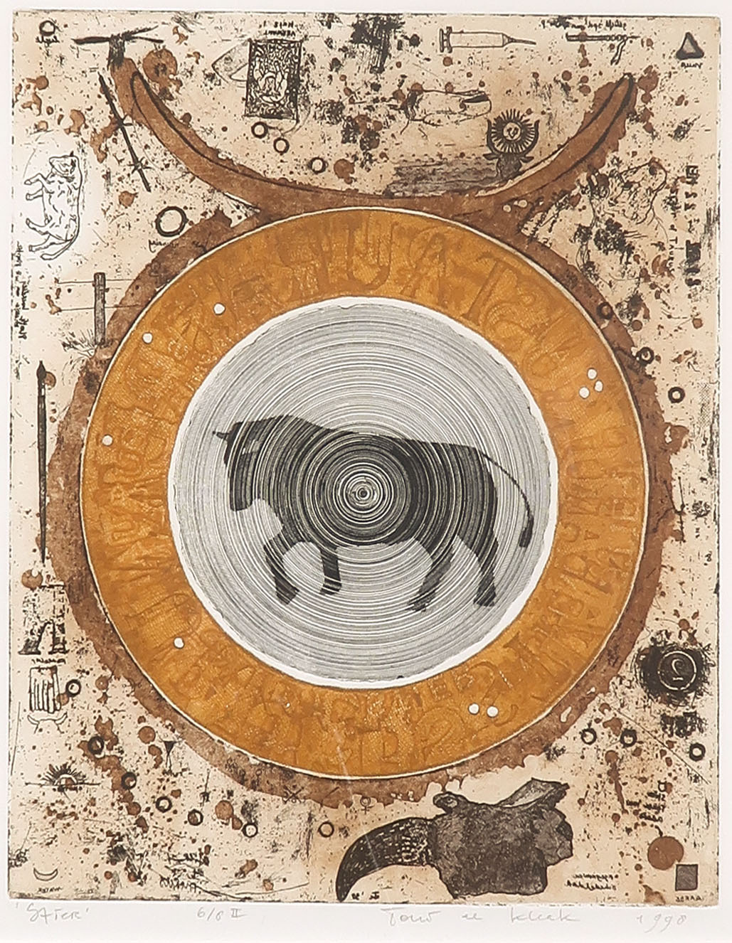 Toni de Klerk - Kleurenets, Stier - Ingelijst kopen? Bied vanaf 20!