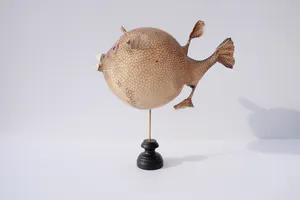 Niet of onleesbaar gesigneerd - Parelhoen kogelvis ("Golden Puffer") // Kogelvis // Op sokkel kopen? Bied vanaf 1!