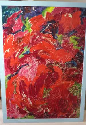 Margriet Snel - Rode bloemen 106 x 75,5 cm verkocht voor € 1!