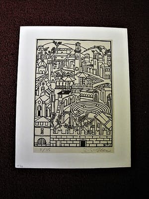 Renzo Sommaruga - Grote Houtsnede - Zeer kleine oplage (25) - Stadsgezicht Verona - gesigneerd kopen? Bied vanaf 49!