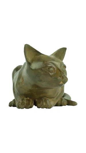 Pierre Chenet - Bronzen beeld van nieuwsgierige kat kopen? Bied vanaf 269!