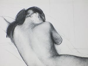 Niet of onleesbaar gesigneerd - Liggend Naakt - Monogram M.E. - Litho kopen? Bied vanaf 1!