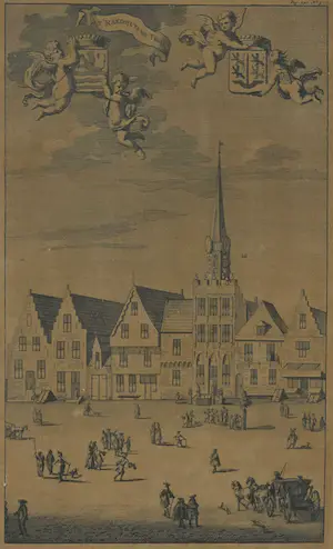 Niet of onleesbaar gesigneerd - Gravure, 't Raedhuys tot Tholen - Ingelijst kopen? Bied vanaf 1!