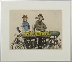 Herman Berserik - Handgekleurde ets, Wielerbaanscene - Ingelijst kopen? Bied vanaf 80!