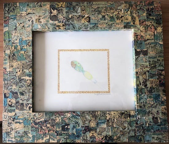 Catharina Naus - 4 heel aparte werkjes waarvan ook de lijst een kunstwerk is. kopen? Bied vanaf 35!