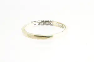 88 - Elegante 14krt bicolor goud & diamanten (0.10ct) rij ring kopen? Bied vanaf 90!