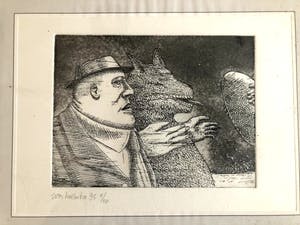 Sven Hoekstra - Man en Draak - Ets, Ingelijst kopen? Bied vanaf 55!