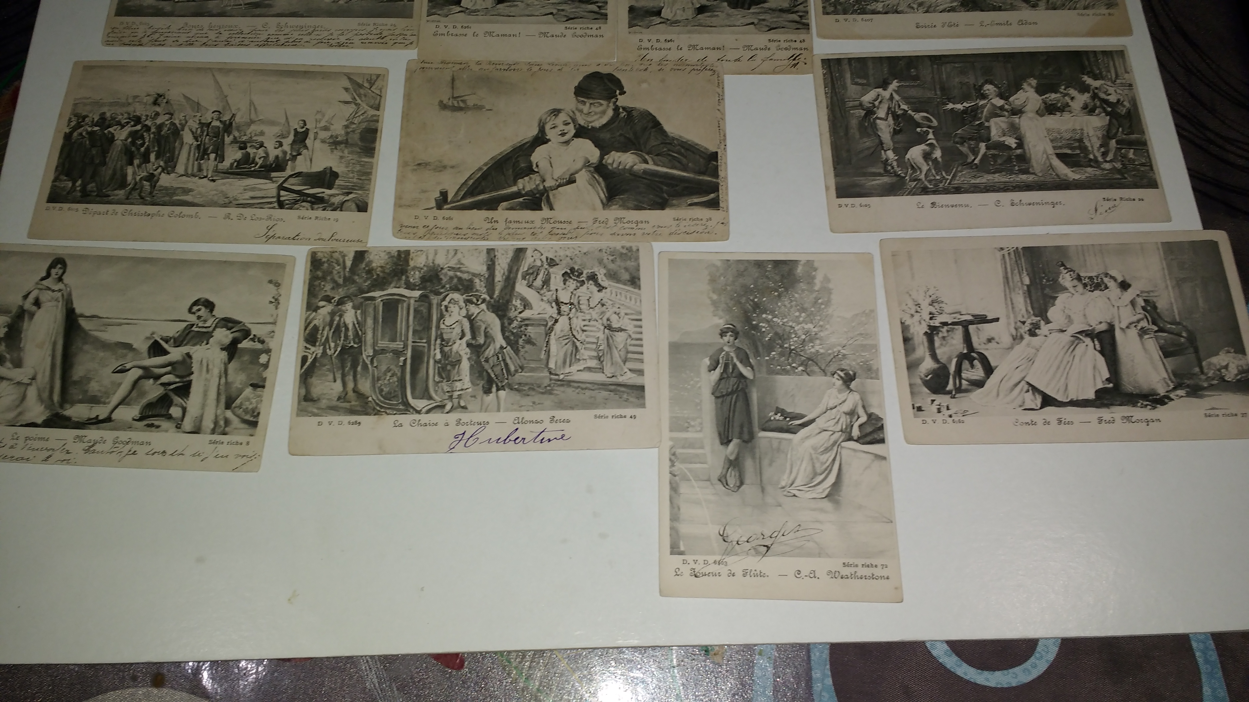 Niet of onleesbaar gesigneerd - 17 zeer oude Postkaart - thema familie ! TOP kopen? Bied vanaf 1!