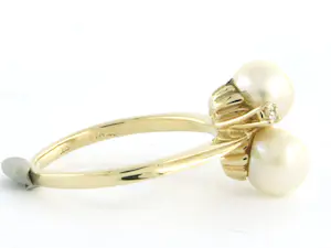 14k geelgouden slagring met parel en briljant geslepen diamant 0.10ct - rm 17.5 kopen? Bied vanaf 220!