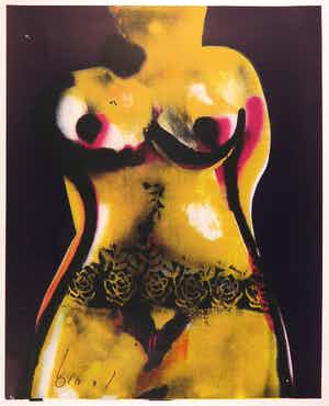 Herman Brood - Grote zeefdruk, Naakt verkocht voor € 1!