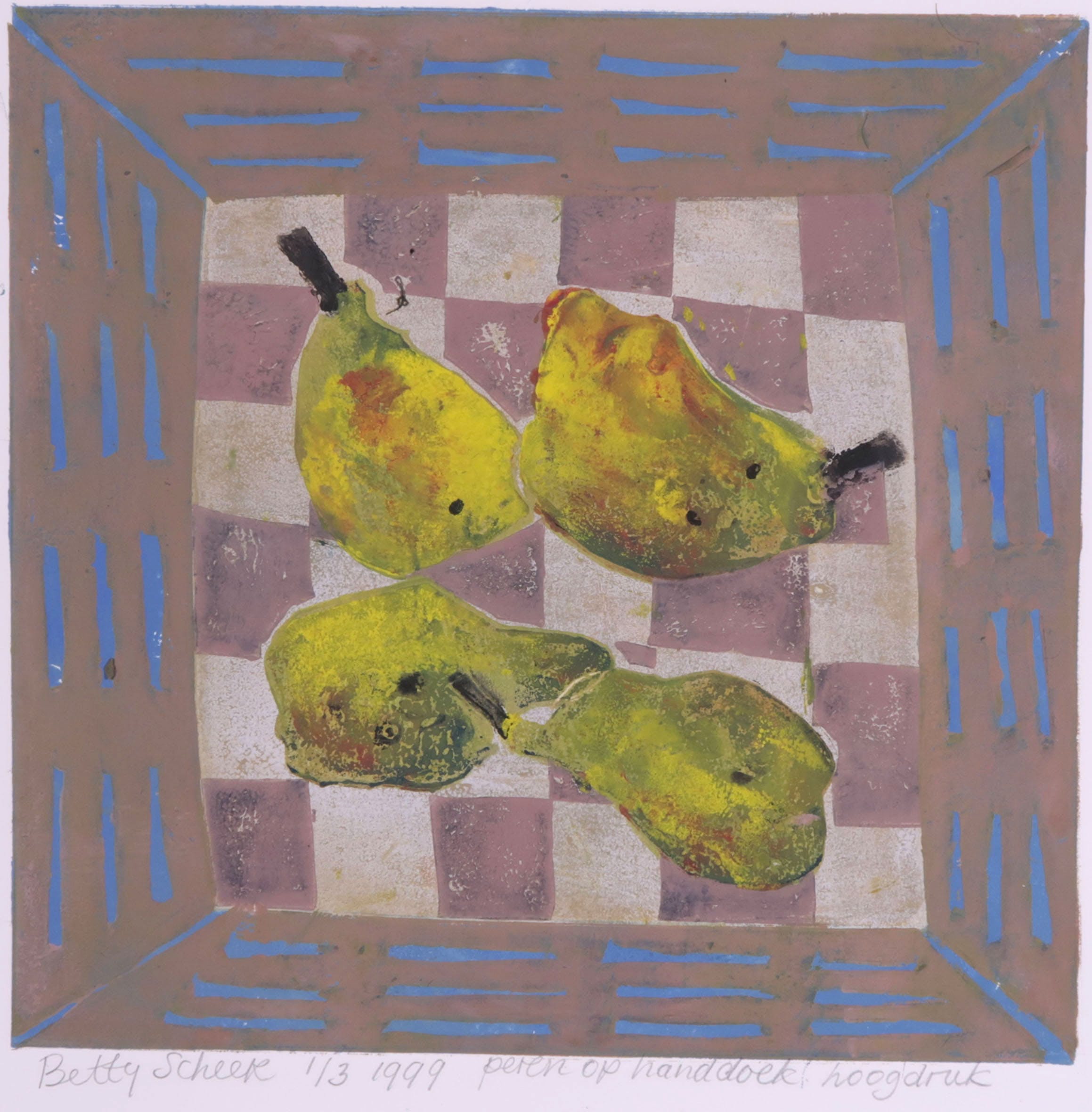 Betty Scheer - Zeefdruk, Peren op handdoek kopen? Bied vanaf 20!