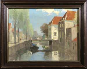 Niet of onleesbaar gesigneerd - Olieverf op doek, Bruggentje verkocht voor € 1!