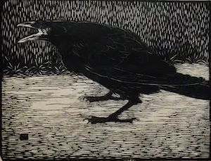 Jan Mankes - Houtsnede, Schreeuwende kraai, Monogram in blok, 1919 kopen? Bied vanaf 350!