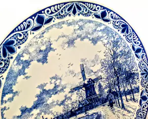 Chemkefa - Wandteller Keramik Delft Blauw Dekor Winterlandschaft nach F.J. du Chattel 70er kopen? Bied vanaf 70!