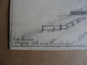 Louis Landre - Potlood met houtskooltekening, Oude bomen langs de dijk van Buiksloot. kopen? Bied vanaf 25!